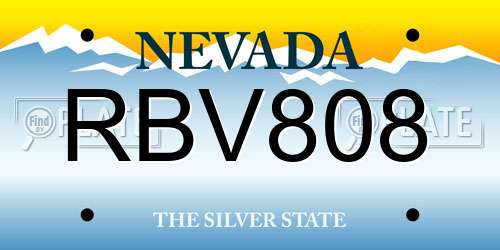 RBV808 Nevada License Plate