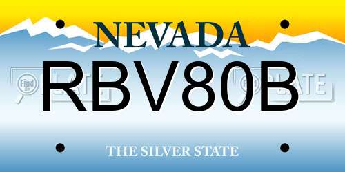 RBV80B Nevada License Plate