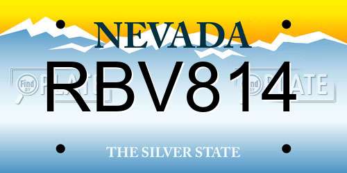 RBV814 Nevada License Plate