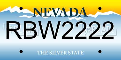 RBW2222 Nevada License Plate