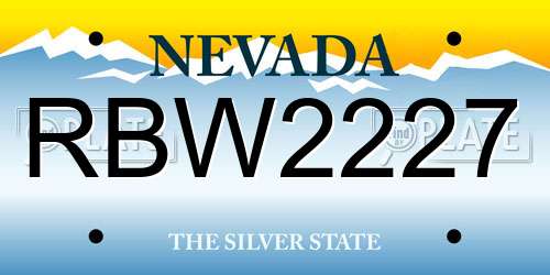 RBW2227 Nevada License Plate
