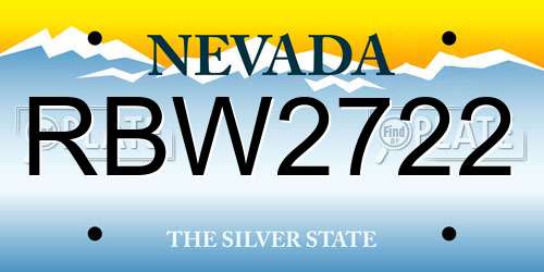RBW2722 Nevada License Plate