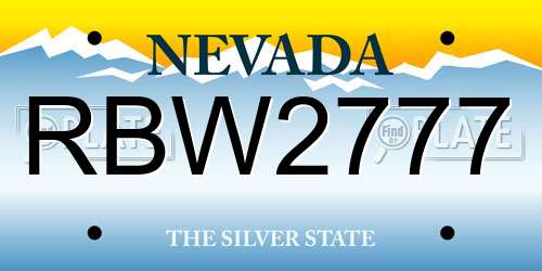 RBW2777 Nevada License Plate