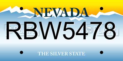RBW5478 Nevada License Plate