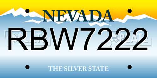 RBW7222 Nevada License Plate