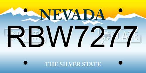 RBW7277 Nevada License Plate