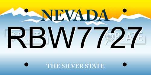 RBW7727 Nevada License Plate