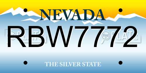RBW7772 Nevada License Plate