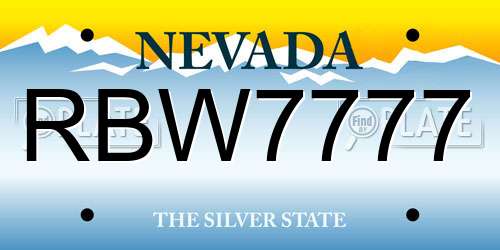 RBW7777 Nevada License Plate