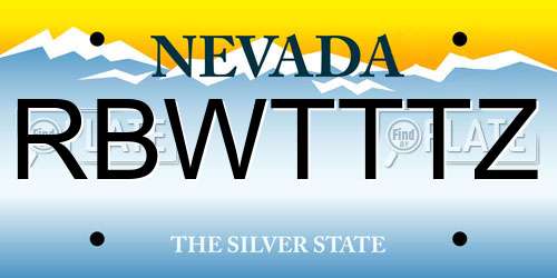 RBWTTTZ Nevada License Plate
