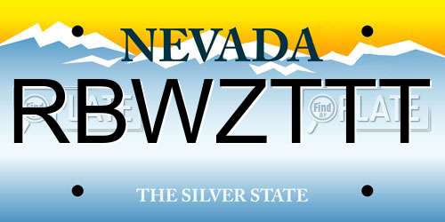RBWZTTT Nevada License Plate