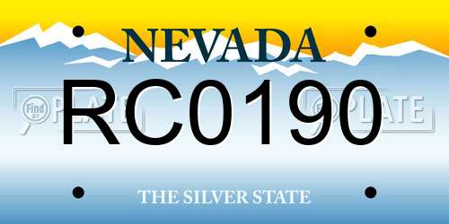 RC0190 Nevada License Plate