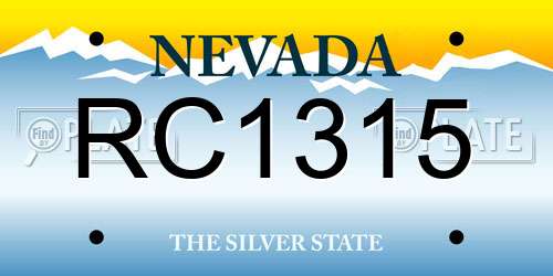 RC1315 Nevada License Plate