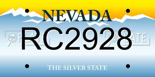 RC2928 Nevada License Plate