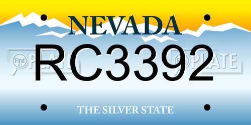 RC3392 Nevada License Plate