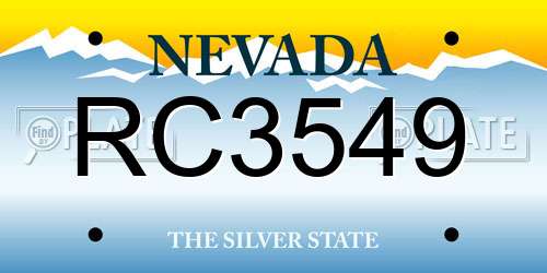 RC3549 Nevada License Plate