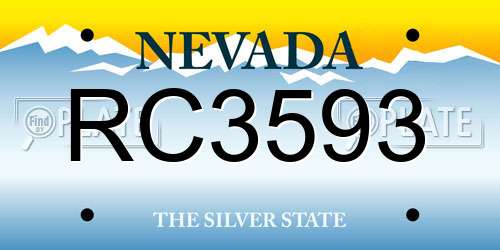 RC3593 Nevada License Plate