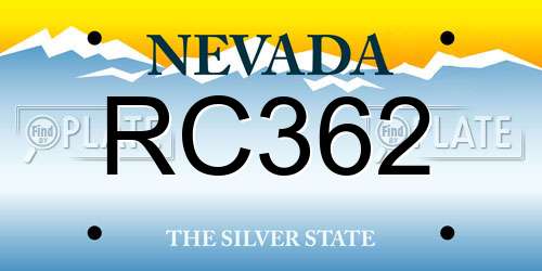 RC362 Nevada License Plate