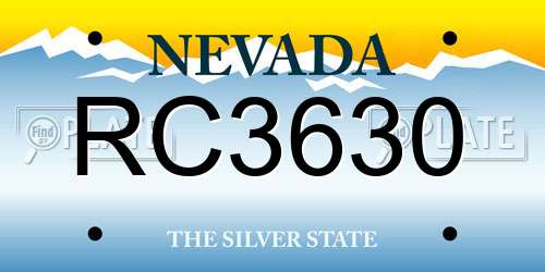 RC3630 Nevada License Plate