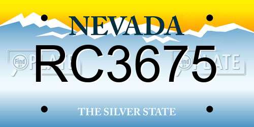 RC3675 Nevada License Plate