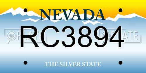 RC3894 Nevada License Plate