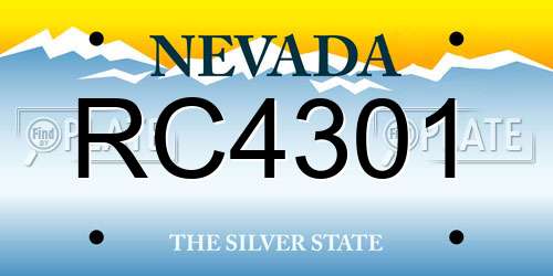 RC4301 Nevada License Plate