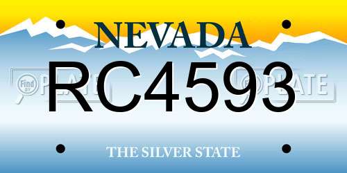 RC4593 Nevada License Plate