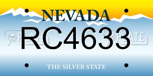 RC4633 Nevada License Plate