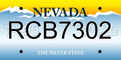 RCB7302 Nevada License Plate