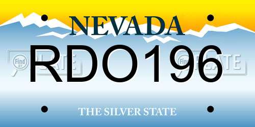 RDO196 Nevada License Plate