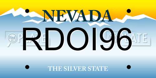RDOI96 Nevada License Plate