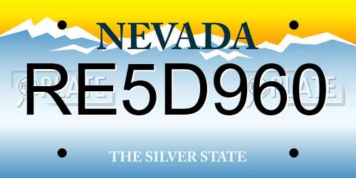 RE5D960 Nevada License Plate