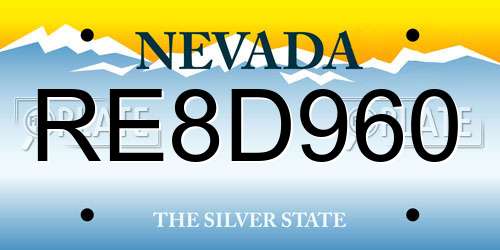 RE8D960 Nevada License Plate