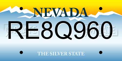 RE8Q960 Nevada License Plate