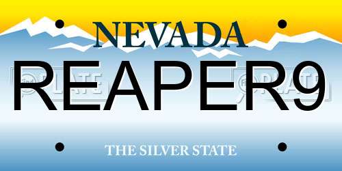 REAPER9 Nevada License Plate