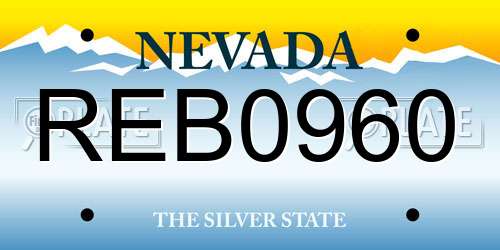 REB0960 Nevada License Plate