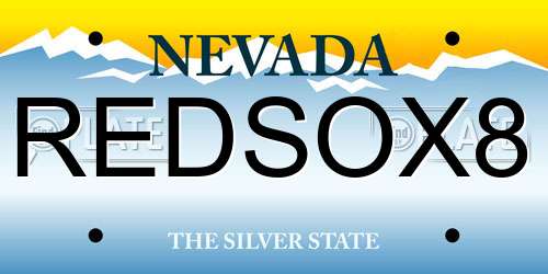 REDSOX8 Nevada License Plate