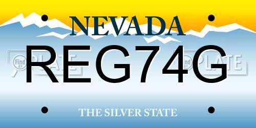 REG74G Nevada License Plate