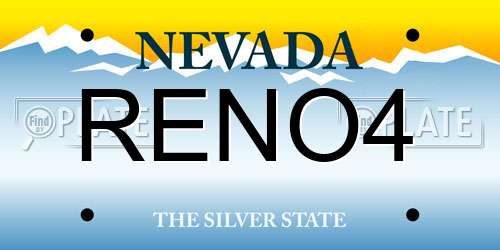 RENO4 Nevada License Plate