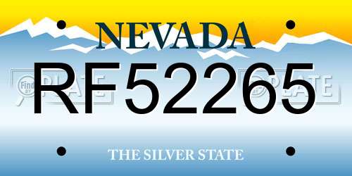 RF52265 Nevada License Plate