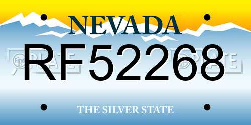 RF52268 Nevada License Plate