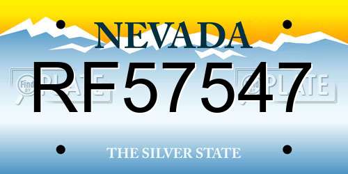 RF57547 Nevada License Plate
