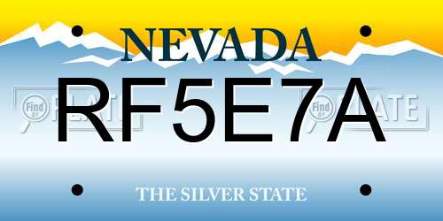 RF5E7A Nevada License Plate