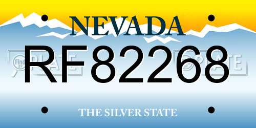 RF82268 Nevada License Plate