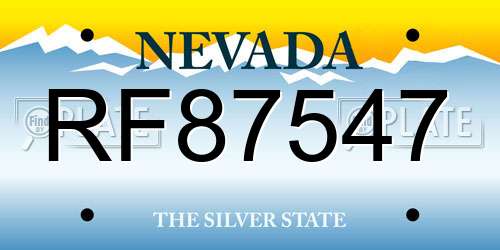 RF87547 Nevada License Plate