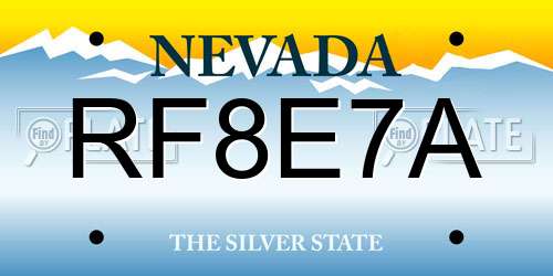 RF8E7A Nevada License Plate
