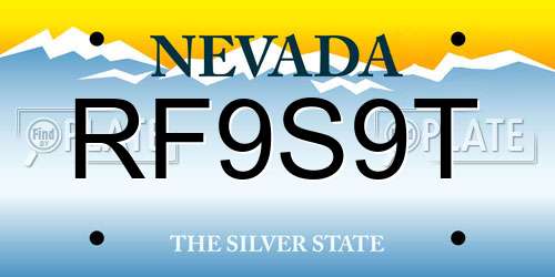 RF9S9T Nevada License Plate