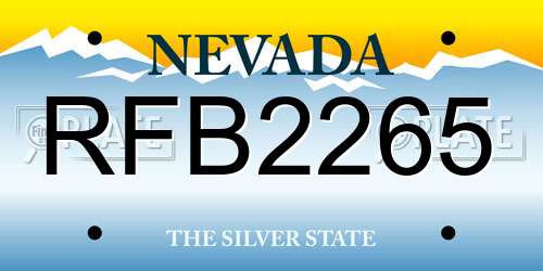 RFB2265 Nevada License Plate