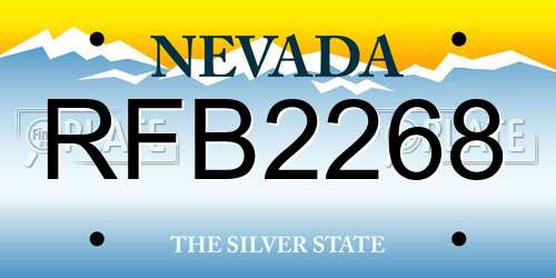 RFB2268 Nevada License Plate