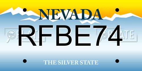 RFBE74 Nevada License Plate